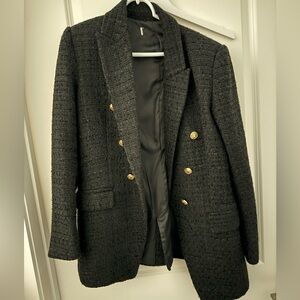 Zara tweed blazer with gold buttons